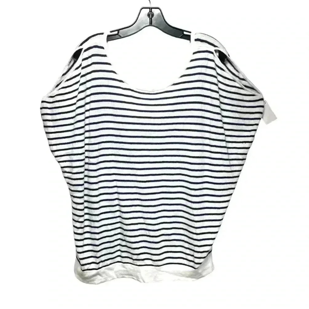 Lilly Pulitzer Cold Shoulder Linen Cotton Striped SweaterSize: S/M